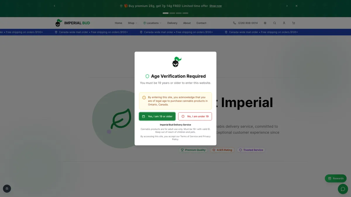 Imperial Bud About Page after