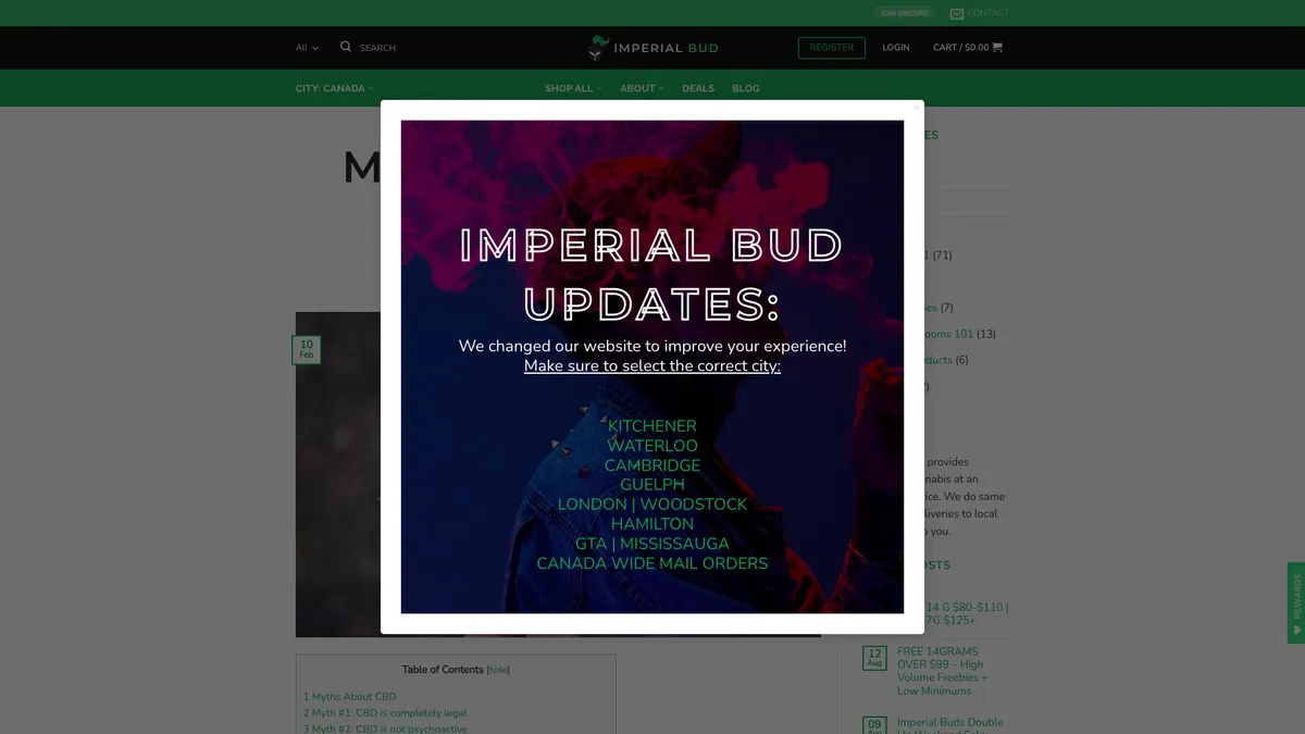 Imperial Bud About Page before