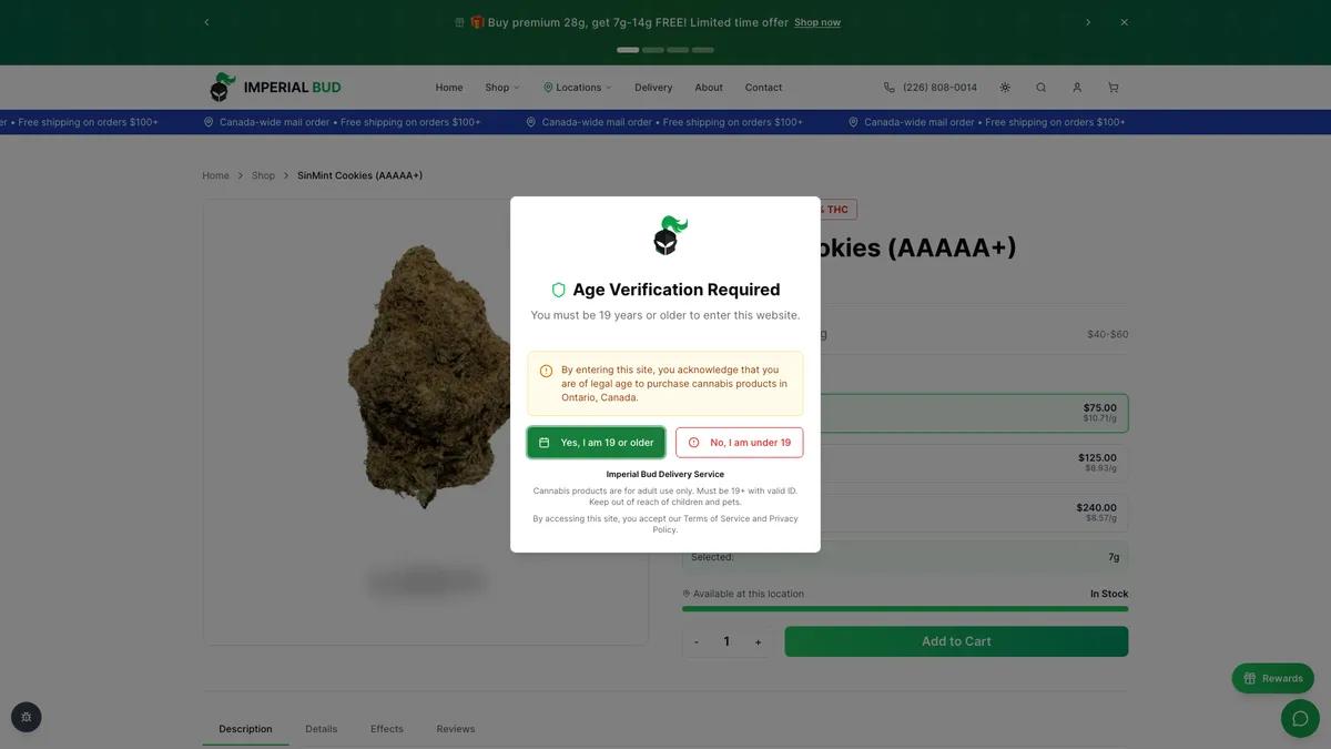 Imperial Bud Product Detail after